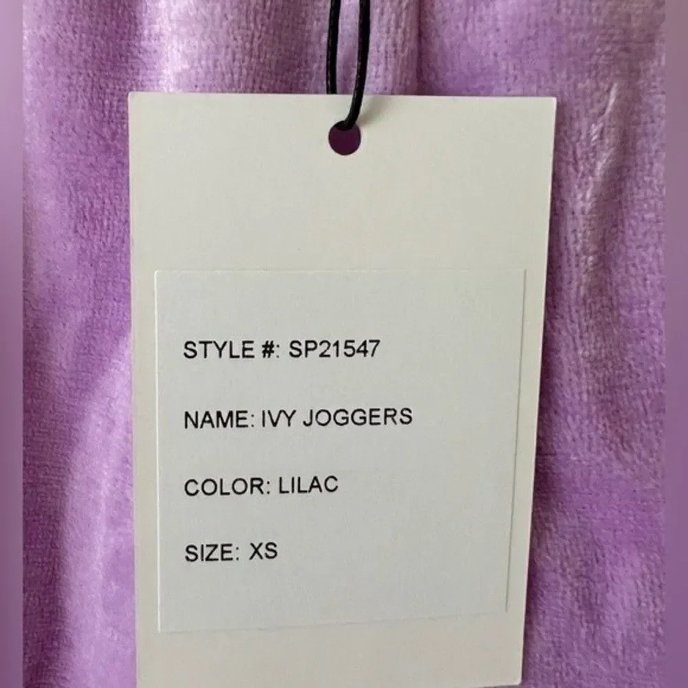 NWT Generation Love Ivy Velour Jogger Sweatpants Lilac Purple Pink XS